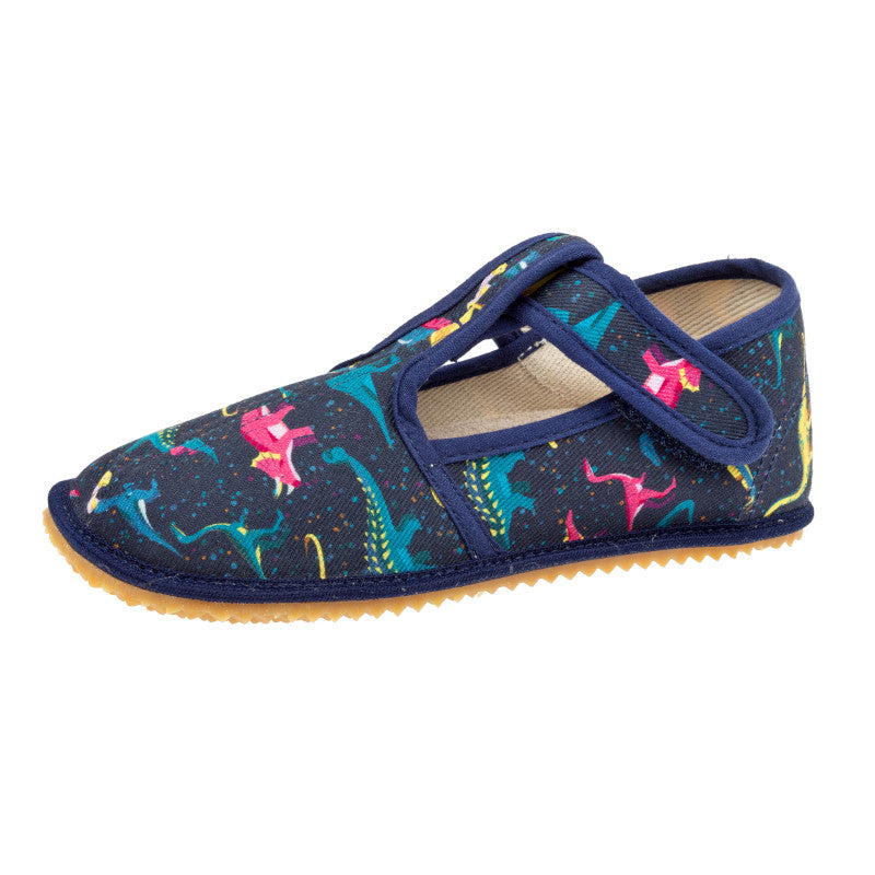 BEDA Hausschuhe Slim Colorful Dinos – leichter Barfuß-Hausschuh