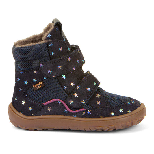 Froddo Barefoot Tex Winter Stars - Velourleder, Wolle, wasserdicht, Sternenmuster, Winterstiefel Kinder, Klett