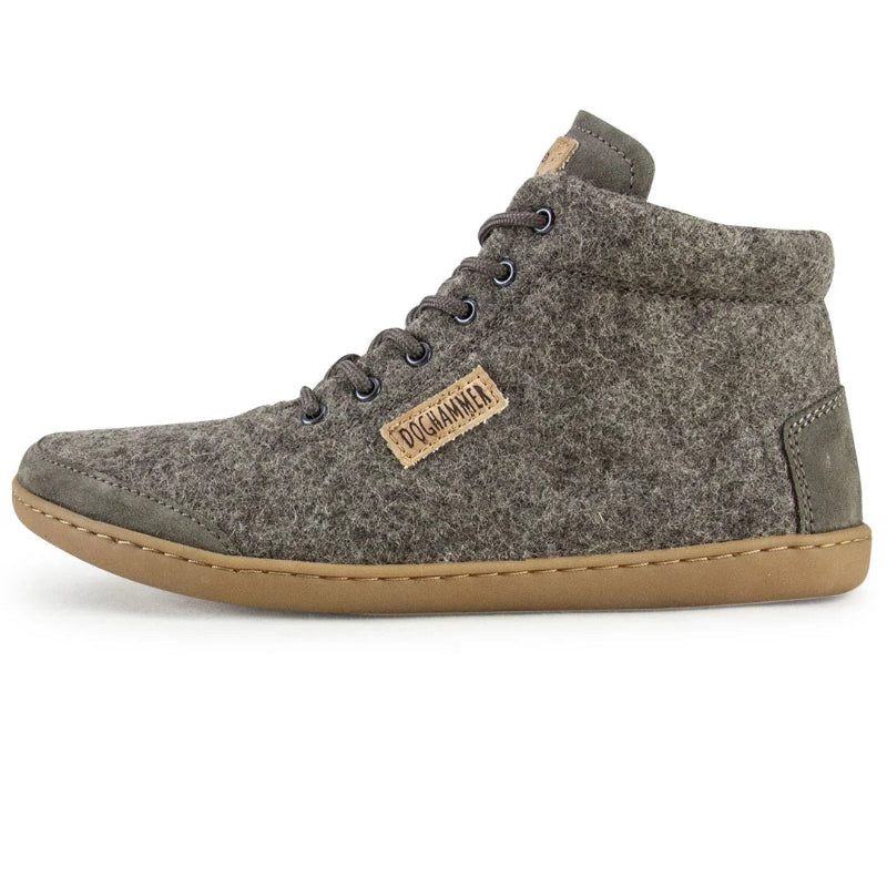 Flexible Naturkautschuk-Sohle des Doghammer Terrar Wool High Barfußschuhs