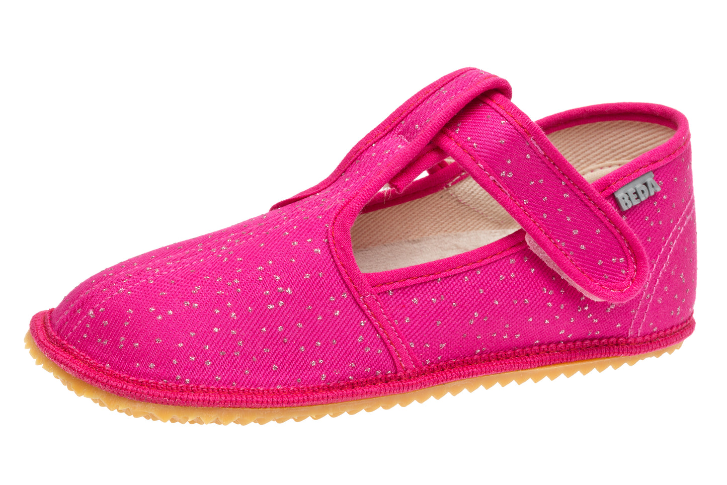 Beda Hausschuhe Slim Pink Shine schmaler Barfuß-Hausschuh für Kinder