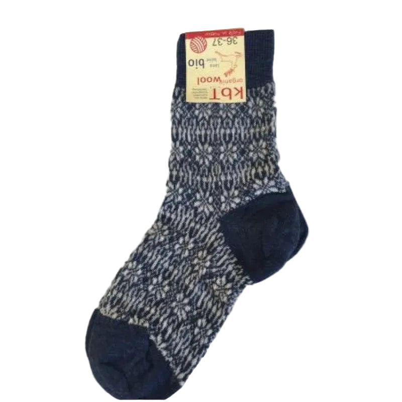 Hirsch Natur Feinstricksocke Sternenmuster Jeans/Natur