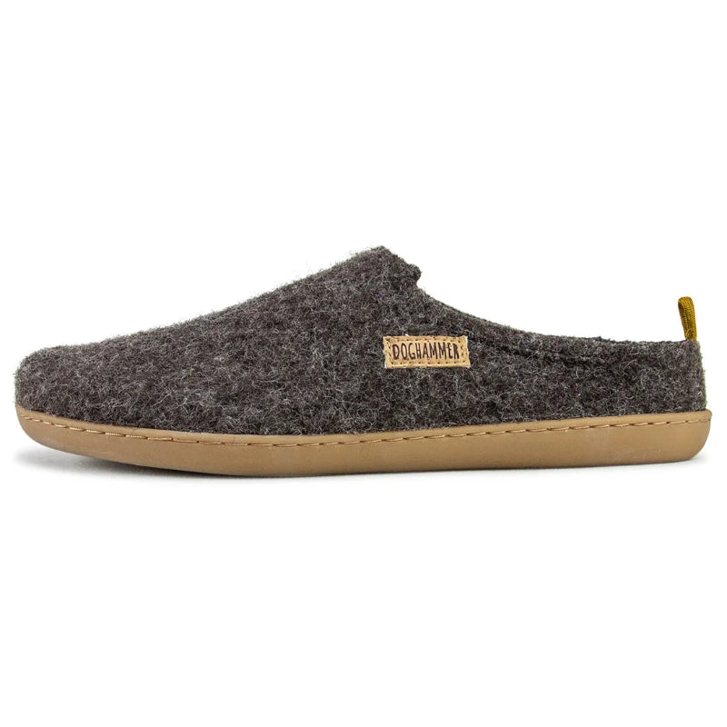 Doghammer Terrar Dahoam Wool Dark Brown Barfuß-Hausschuh aus Schafloden