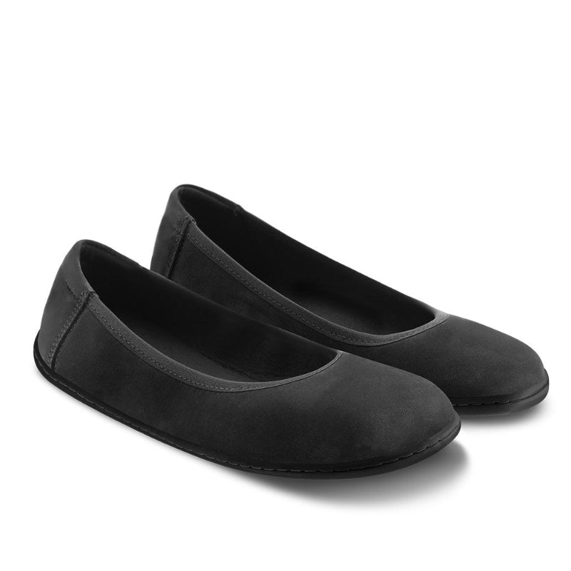 Elegante schwarze Barfuß Ballerina Leder