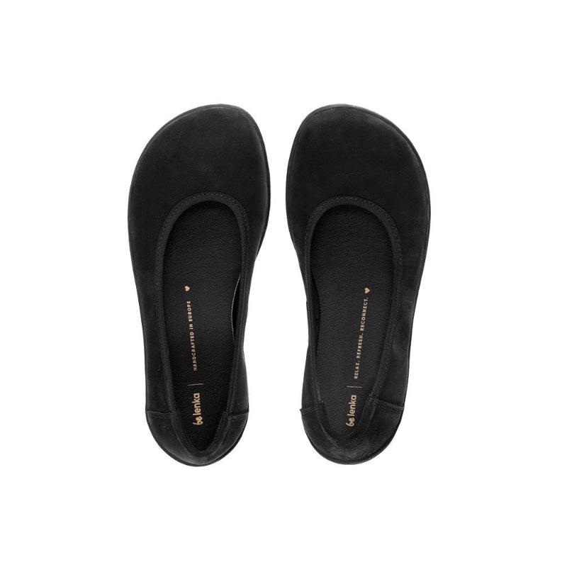 Elegante schwarze Barfuß Ballerina Leder