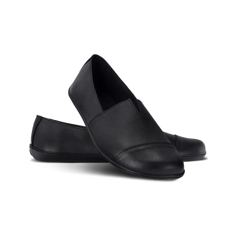 BeLenka Rosaluna All Black - Nappa-Leder, V-Ausschnitt, Barfuß-Mokassins Damen, Seite