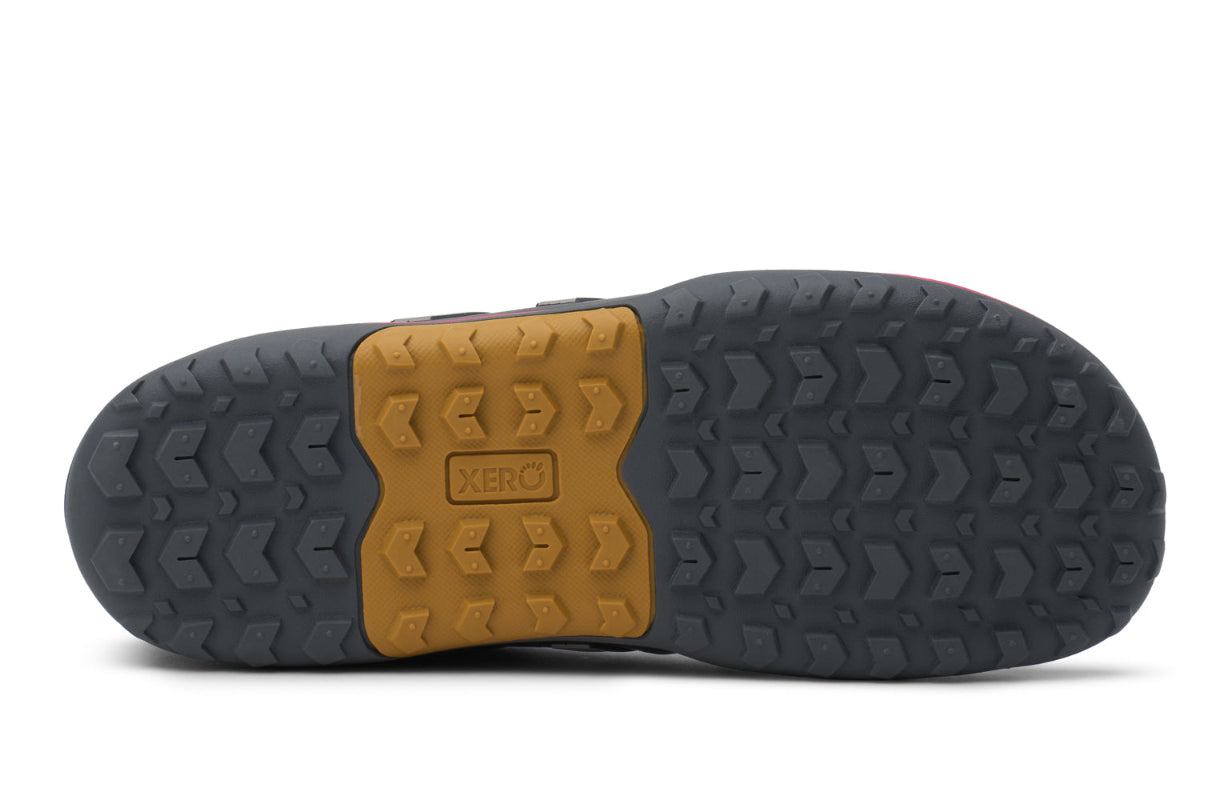 Profilierte Außensohle des Xero Shoes Scrambler Trail Low WP Barfußschuhs